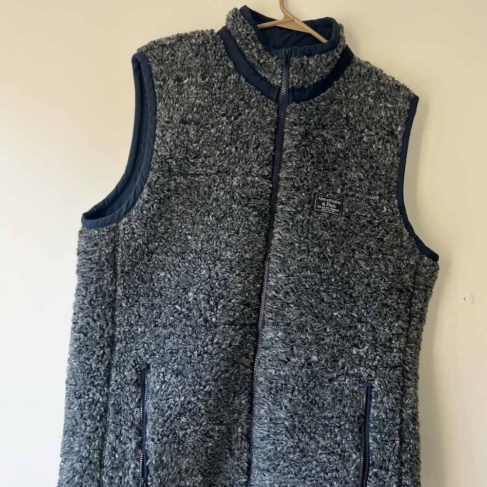 Gray Heathered Vest with Navy Accents